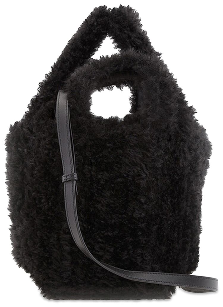 Balenciaga Everyday 20 XS North South Faux Fur Tote Black