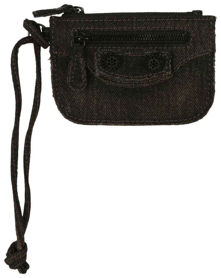 Balenciaga Le Cagole Washed Denim Coin Purse Black