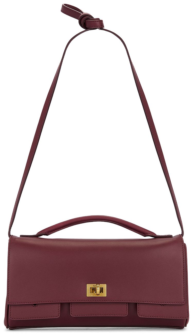 Balenciaga Bel Air Small Leather Clutch Bag Dark Burgundy