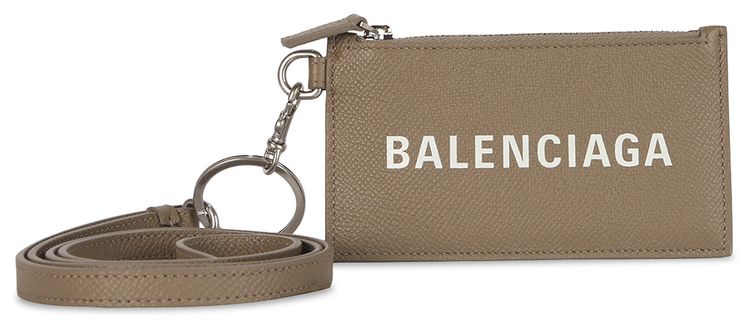 Balenciaga Cash Coin And Card Case With Strap Mink GreyWhite