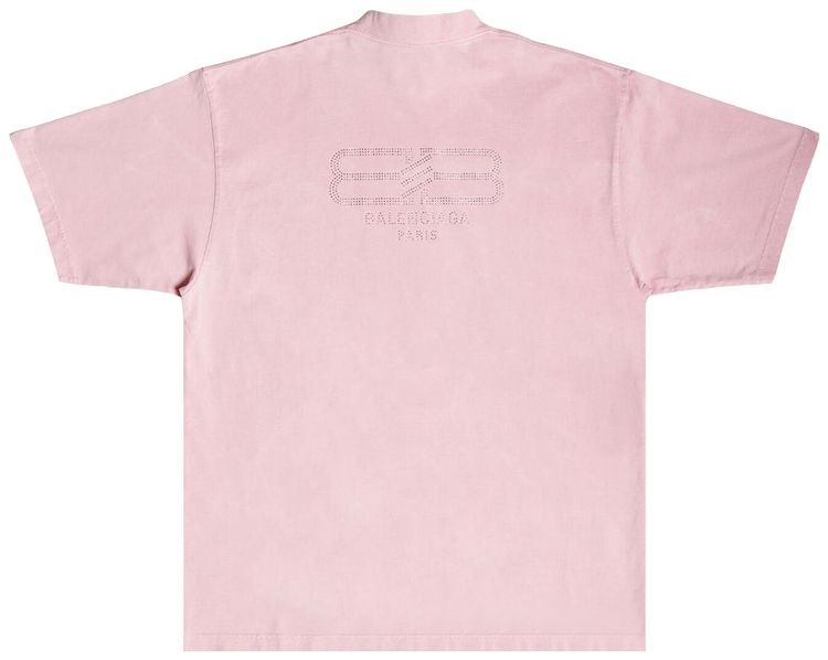 Balenciaga Paris Strass T Shirt Faded Pink