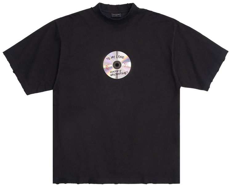 Balenciaga Valentines CD T Shirt Washed Black