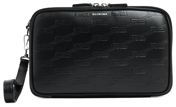 Balenciaga Signature Double Zip Pouch Black