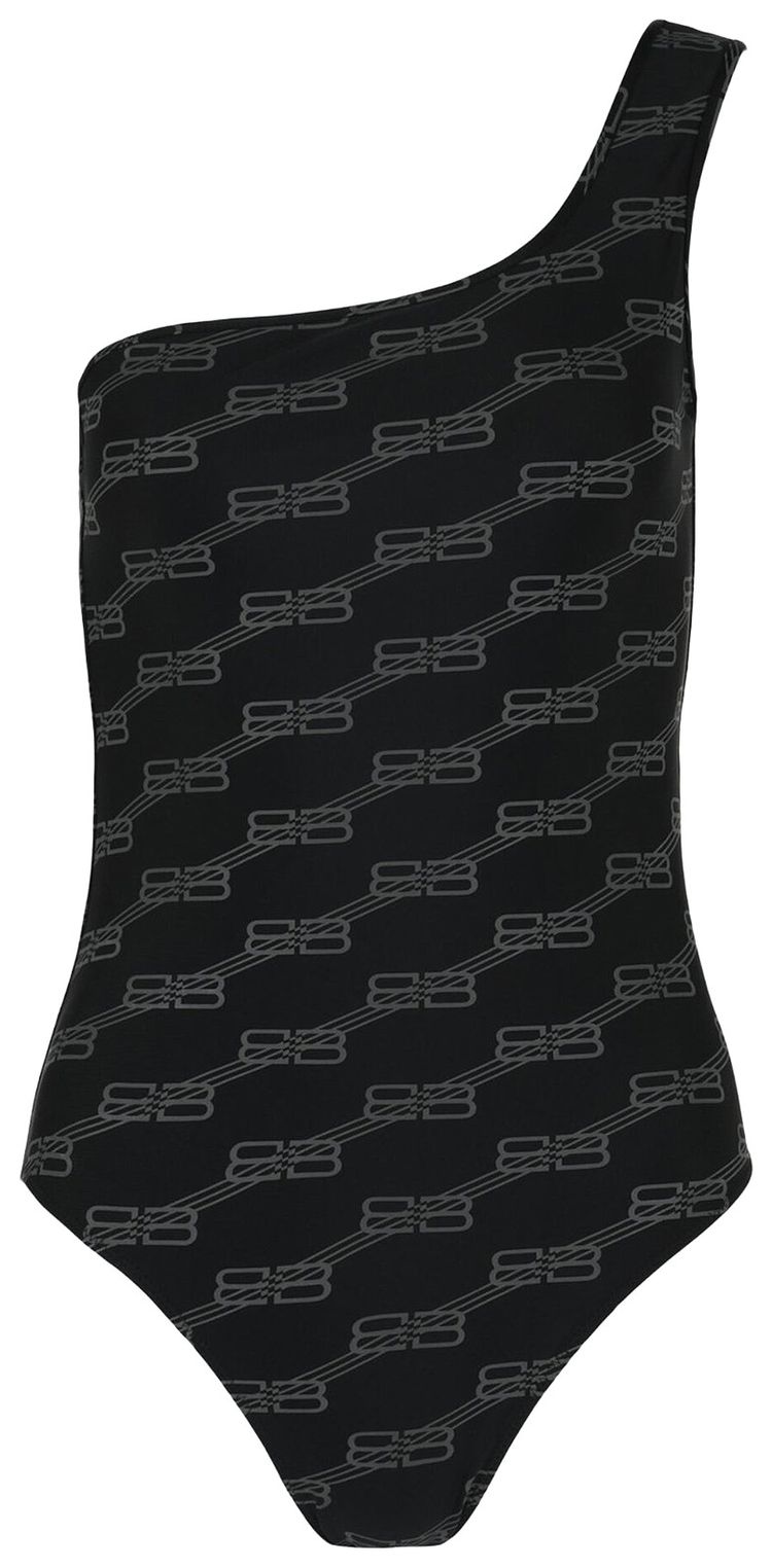 Balenciaga Asymmetrical One Piece Swimsuit BlackGrey