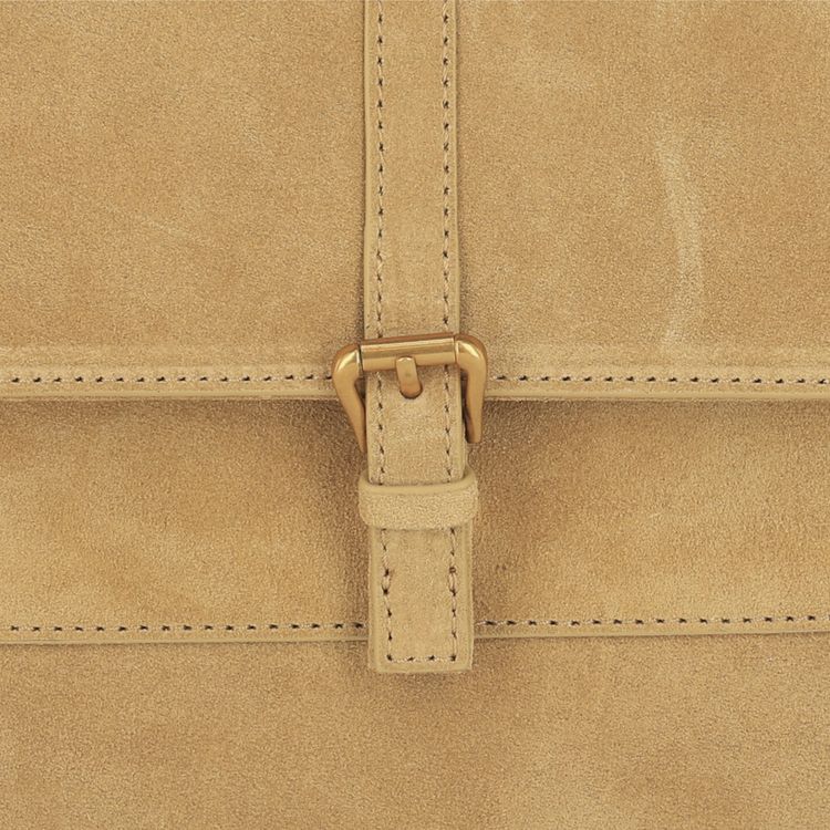 BY FAR Miranda Suede Shoulder Bag Beige