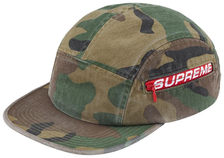 Supreme Side Zip Camp Cap Woodland Camo