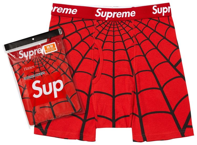 Supreme x Hanes Spider Man Boxer Briefs 2 Pack Red