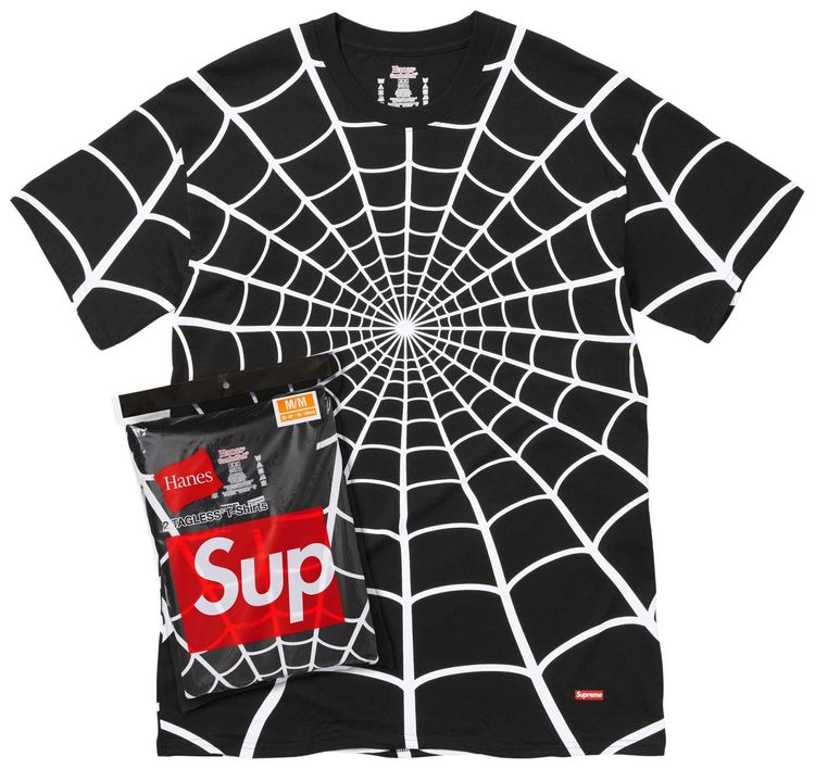 Supreme x Hanes Spider Man Tagless Tees 2 Pack Black
