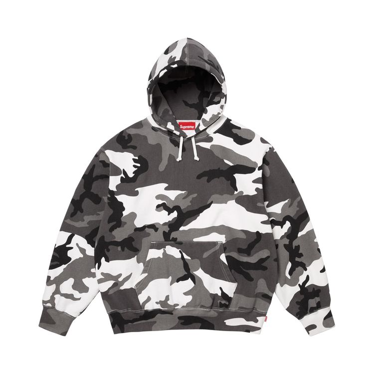 Supreme Satin Applique Hooded Sweatshirt Snow Camo