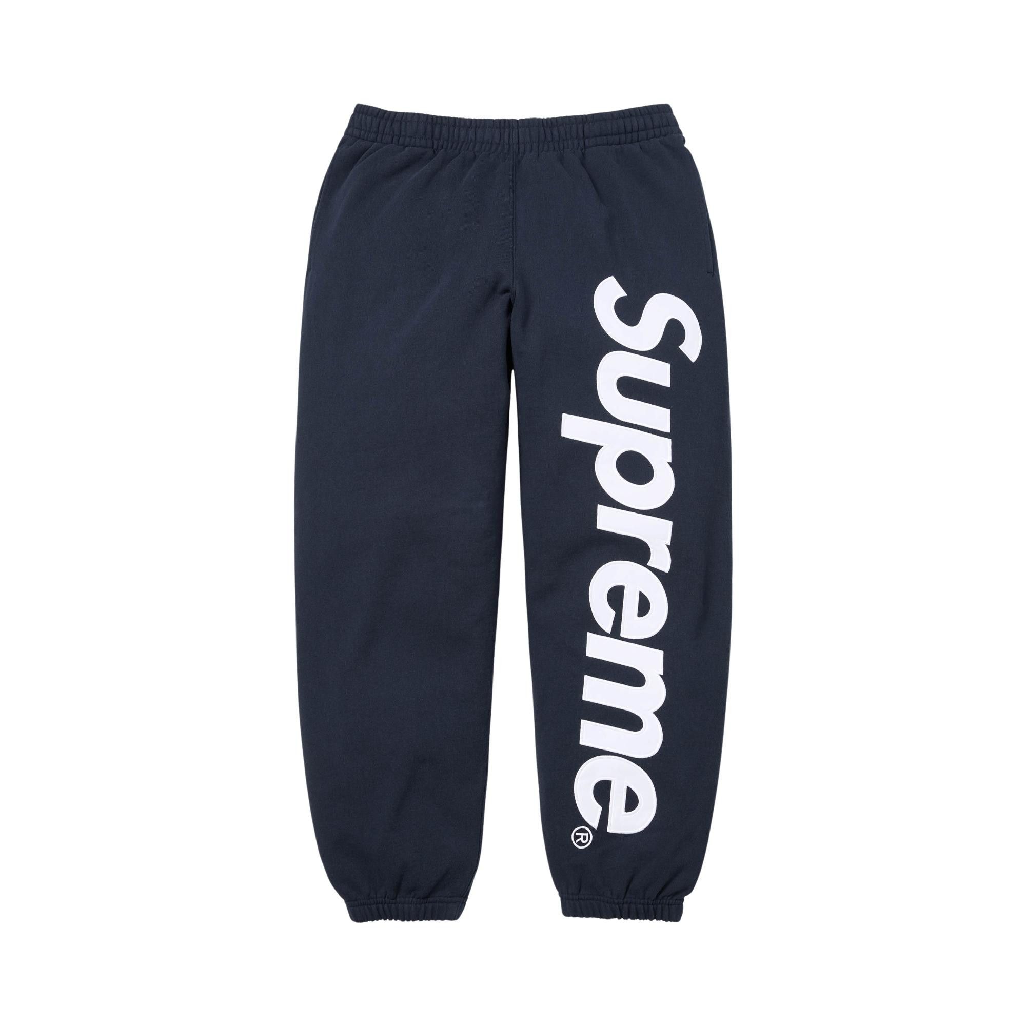 Buy Supreme Satin Appliqué Sweatpant 'Navy' - SS26P92 NAVY | GOAT CA
