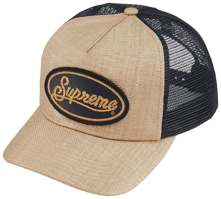 Supreme Raffia Mesh Back 5 Panel Tan