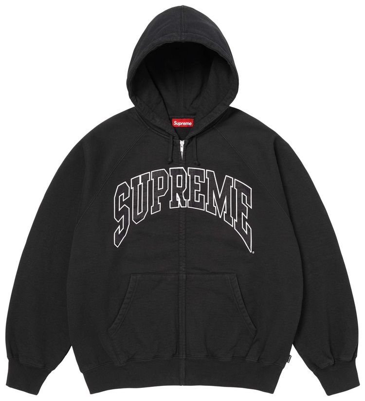 Supreme Cracked Raglan Zip Up Hooded Sweatshirt Black