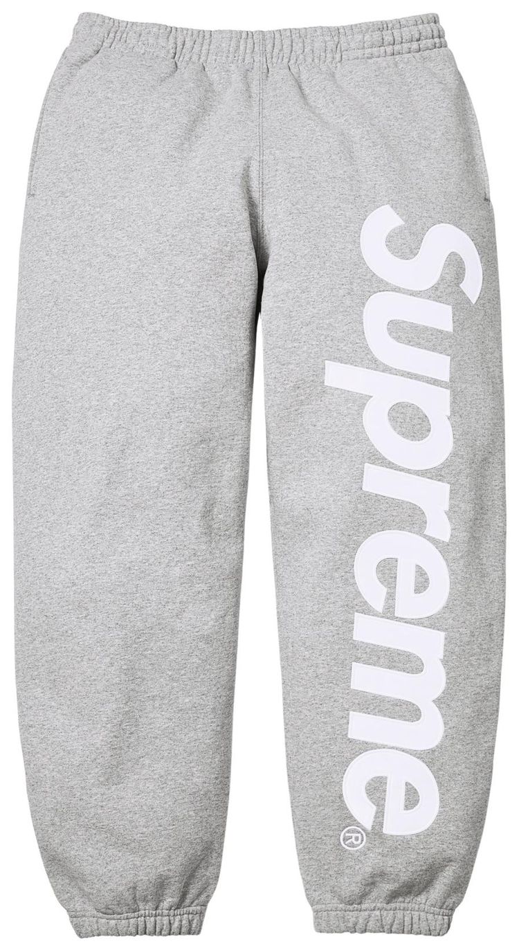 Supreme Satin Applique Sweatpant Heather Grey