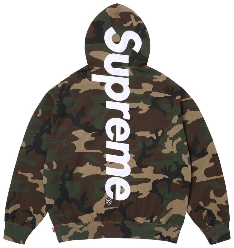 Supreme Satin Applique Hooded Sweatshirt Woodland Camo
