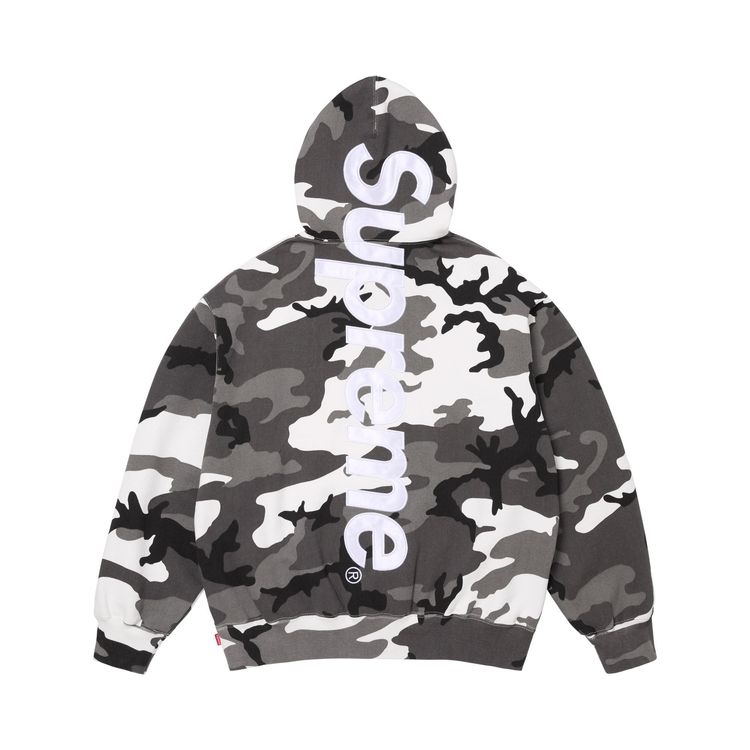Supreme Satin Applique Hooded Sweatshirt Snow Camo