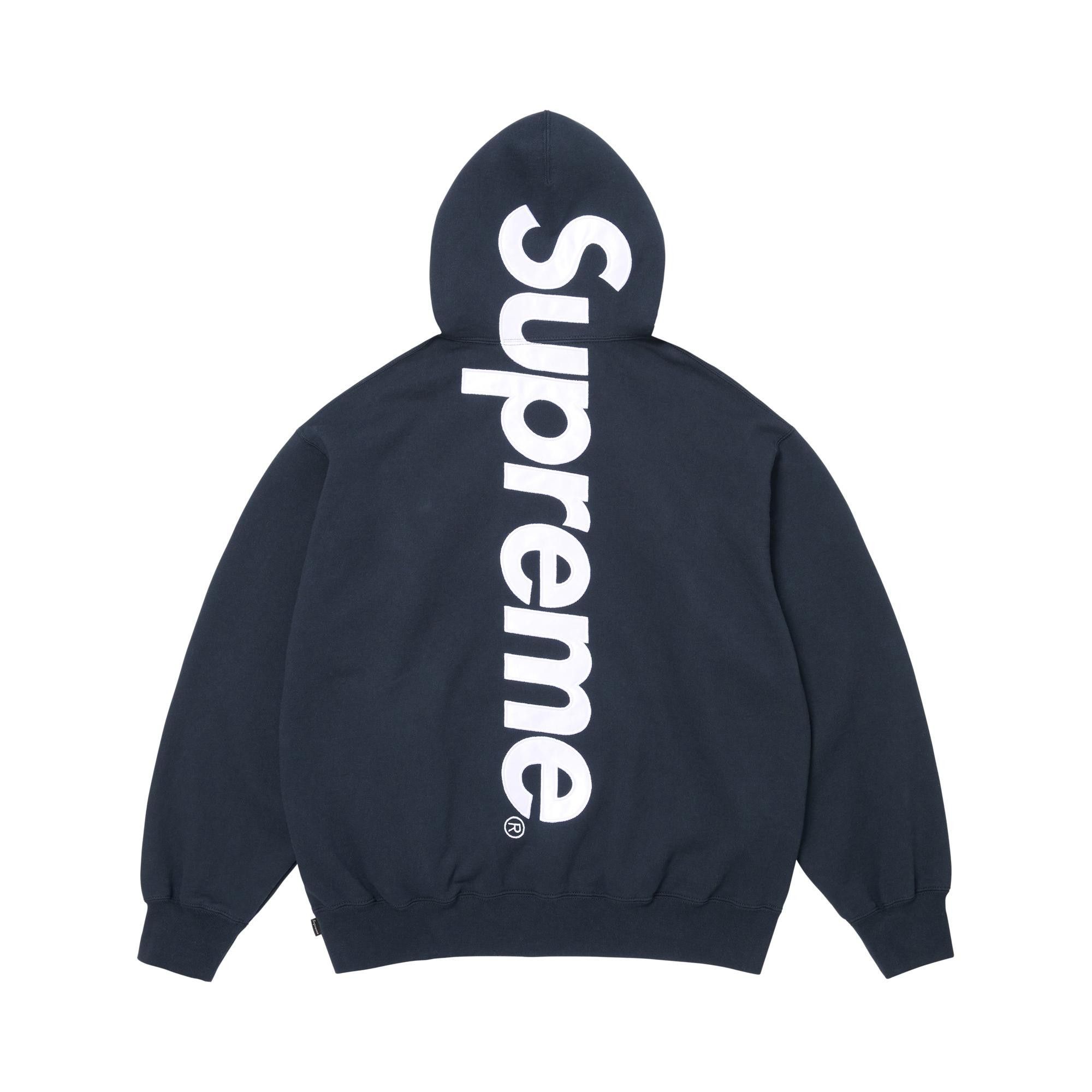 Buy Supreme Satin Appliqué Hooded Sweatshirt 'Navy' - SS26SW98