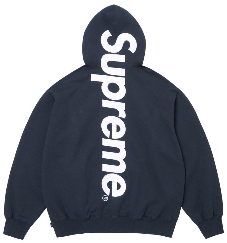 Supreme Satin Applique Hooded Sweatshirt Navy