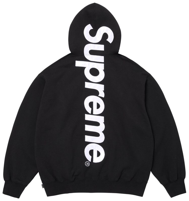 Supreme Satin Applique Hooded Sweatshirt Black