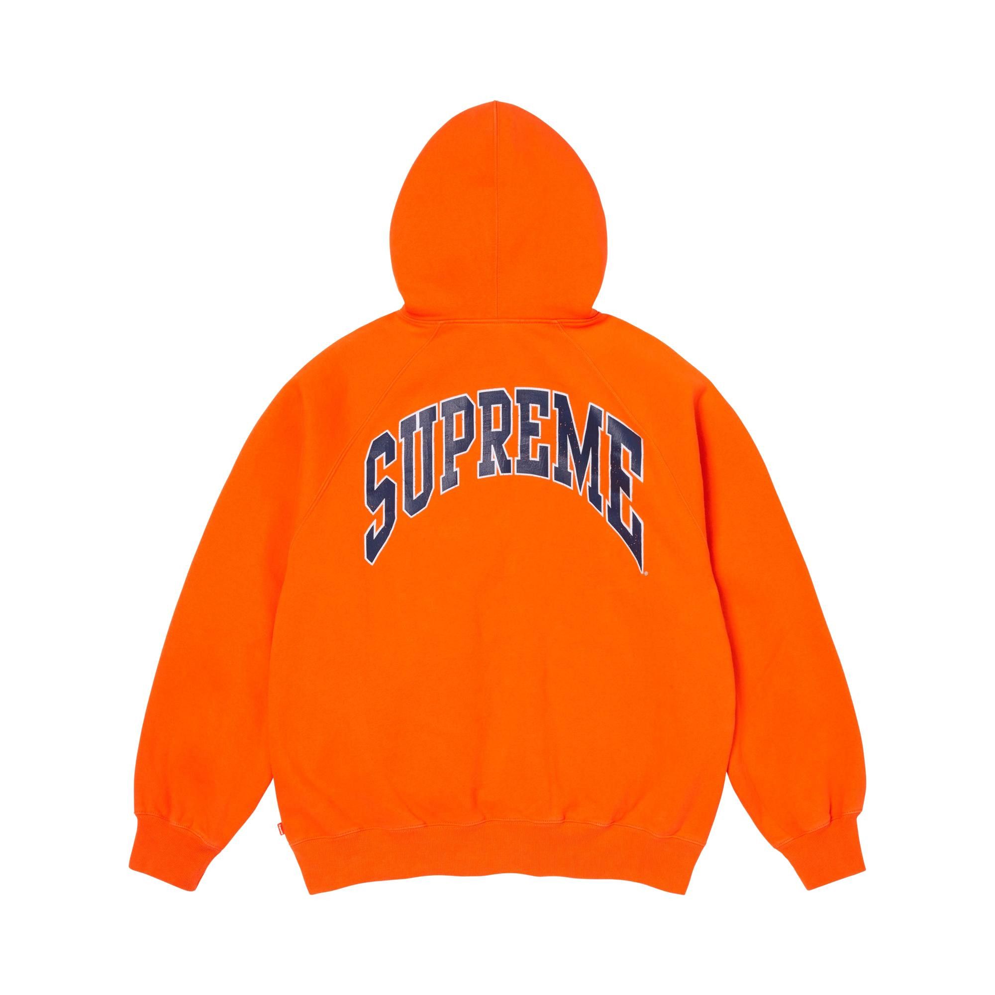 Buy Supreme Cracked Raglan Zip Up Hooded Sweatshirt 'Dark Orange