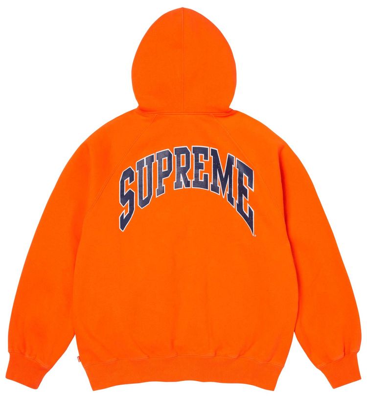 Supreme Cracked Raglan Zip Up Hooded Sweatshirt Dark Orange