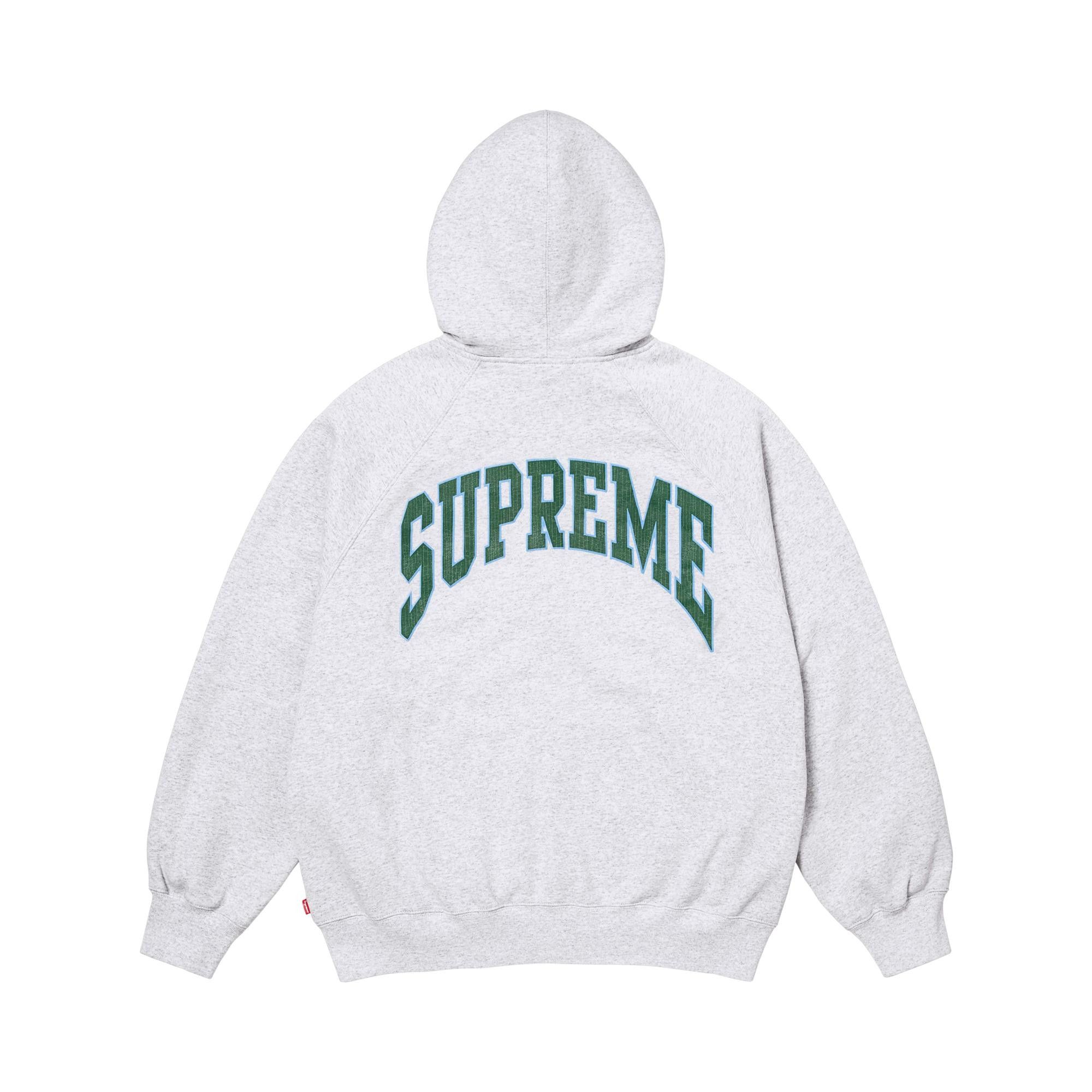 Buy Supreme Cracked Raglan Zip Up Hooded Sweatshirt 'Ash Grey