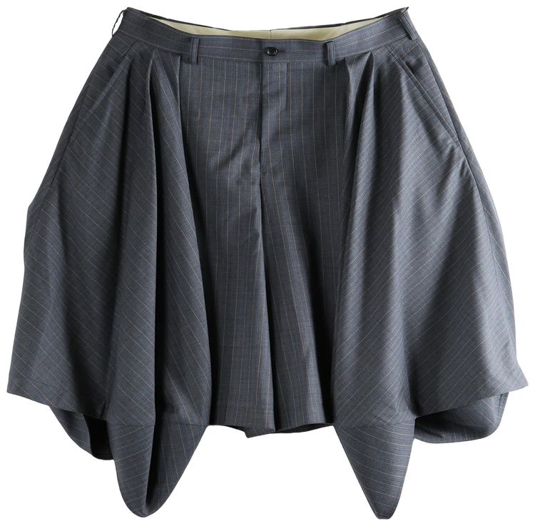 Comme des Garcons Homme Plus Wide Leg Pleated Zipper Shorts GreyBlueOff White