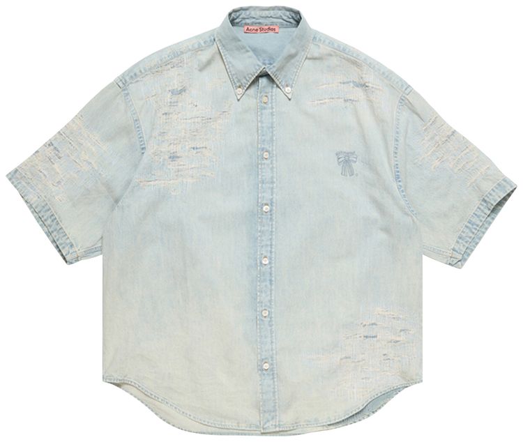 Acne Studios Mended Denim Shirt Light Blue