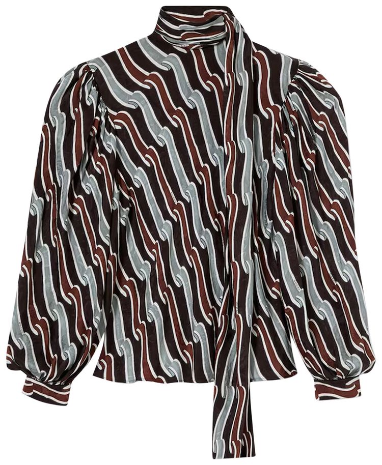 Gucci Printed Silk Twill Shirt GreyBrown