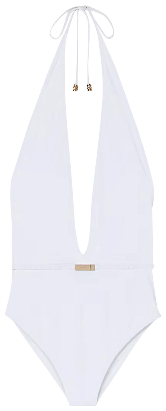 Gucci Jersey Bodysuit With Metal Tag White