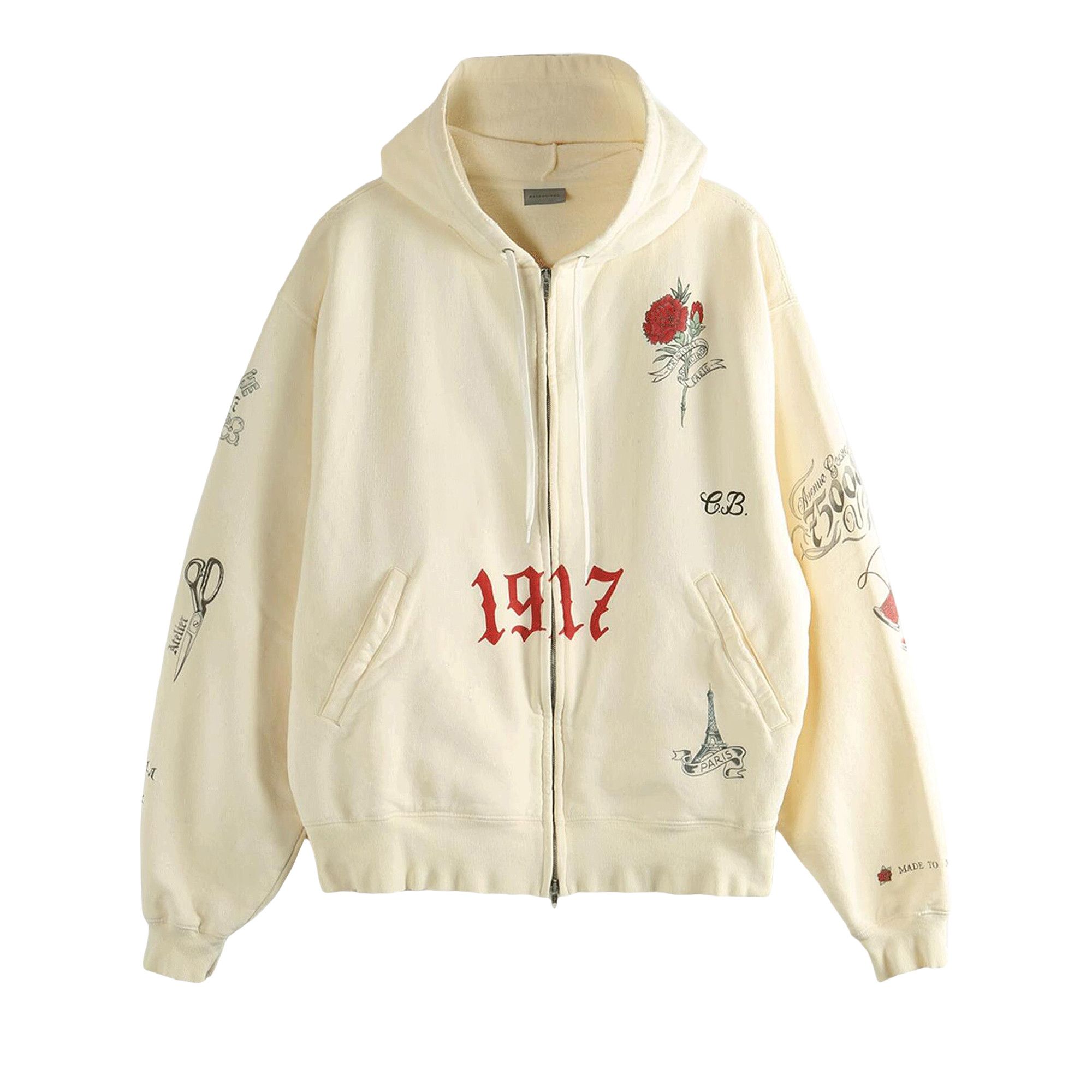 Buy Balenciaga Oversized Zip-Up Hoodie 'Cream' - 850338 TUVJ3 9020