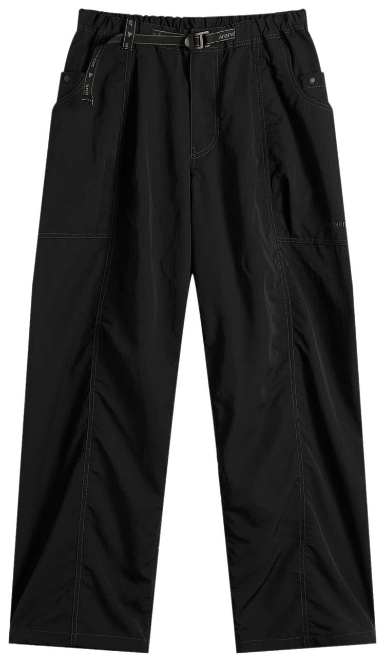 And Wander Crinkled Nylon Pants Black