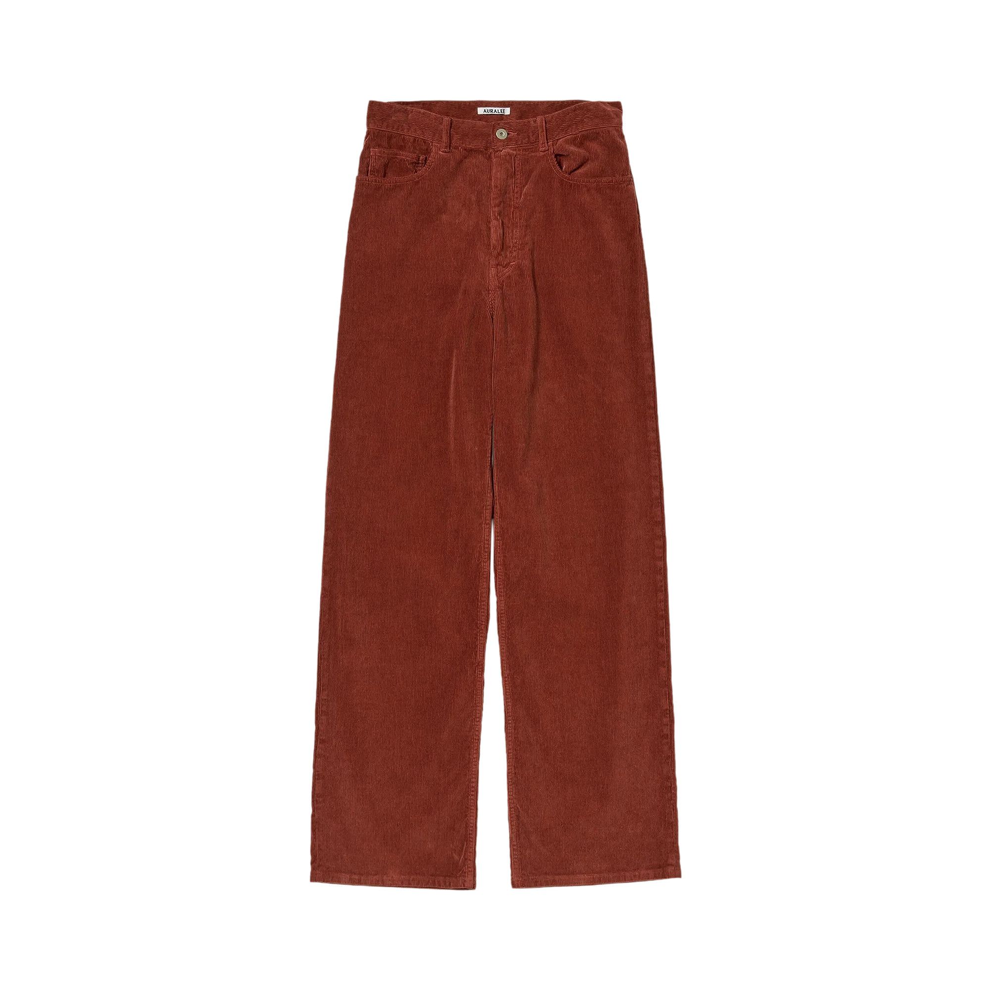 Buy Auralee Garment-Dyed Finx Corduroy 5p Wide Pants 'Red Brown