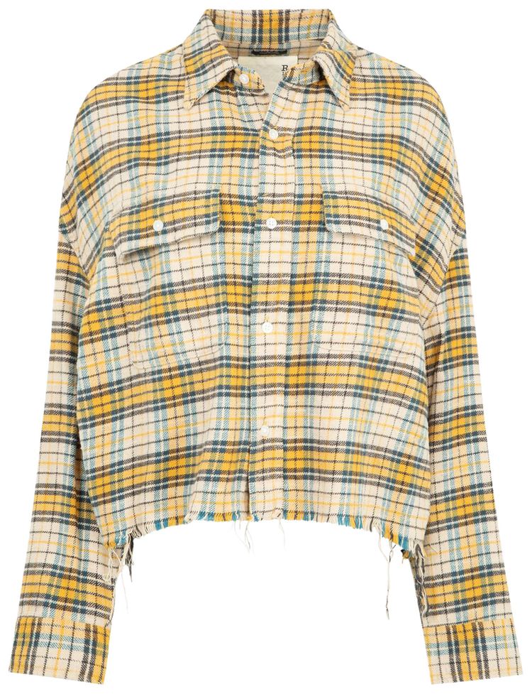 R13 Cropped Work Shirt Yellow Plaid