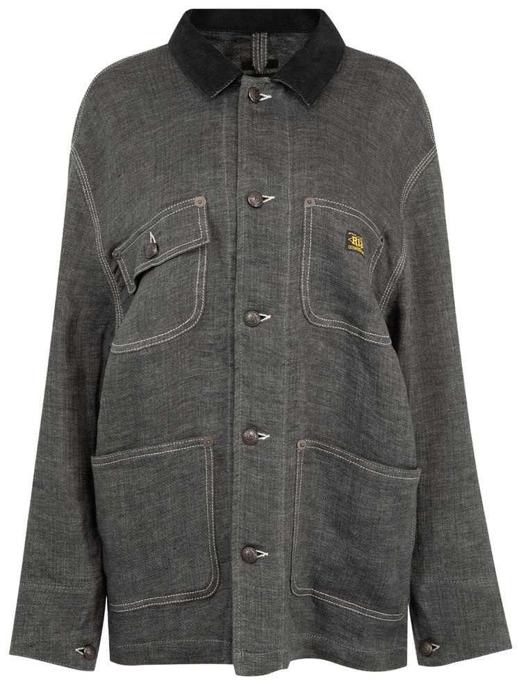 R13 Relaxed Chore Jacket Charcoal Grey Linen