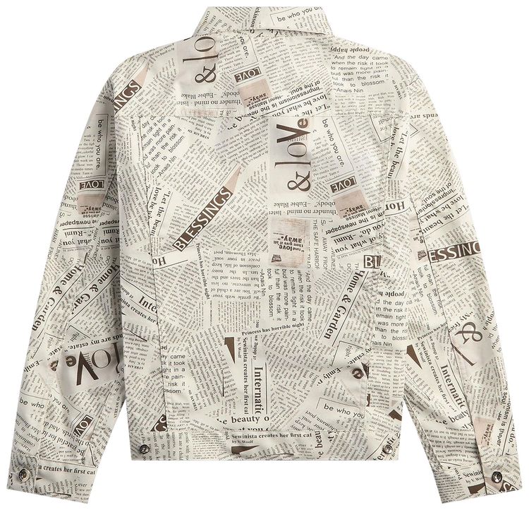 Engineered Garments Type 5 Jean Jacket White Newspaper Print
