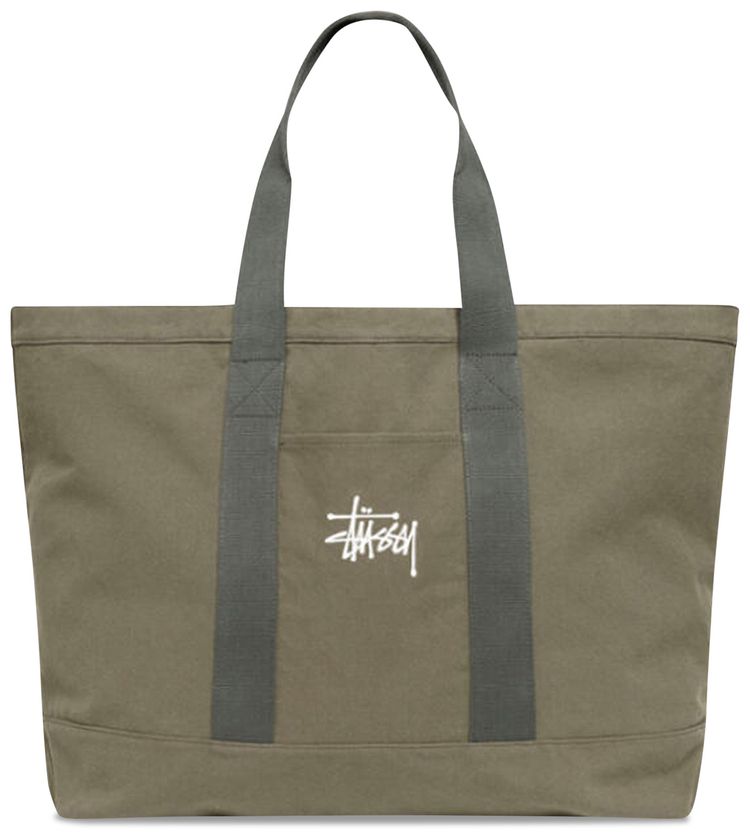 Stussy Canvas Extra Large Tote Bag Green