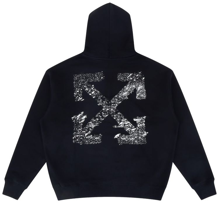 Off White Paint Splatter Arrow Diag French Terry Hoodie Black