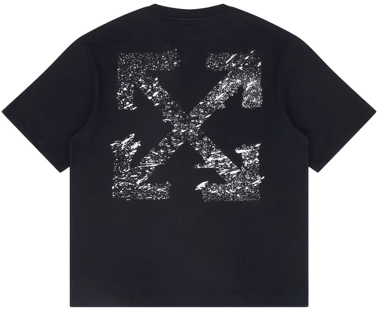 Off White Paint Splatter Arrow Diag Fit Tee Black