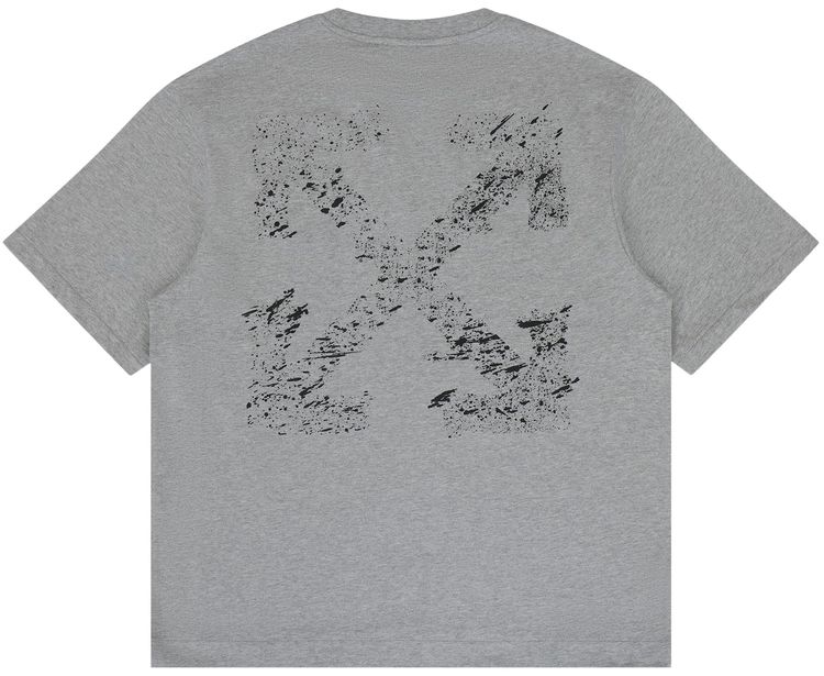 Off White Paint Splatter Arrow Diag Fit Tee Heather Grey