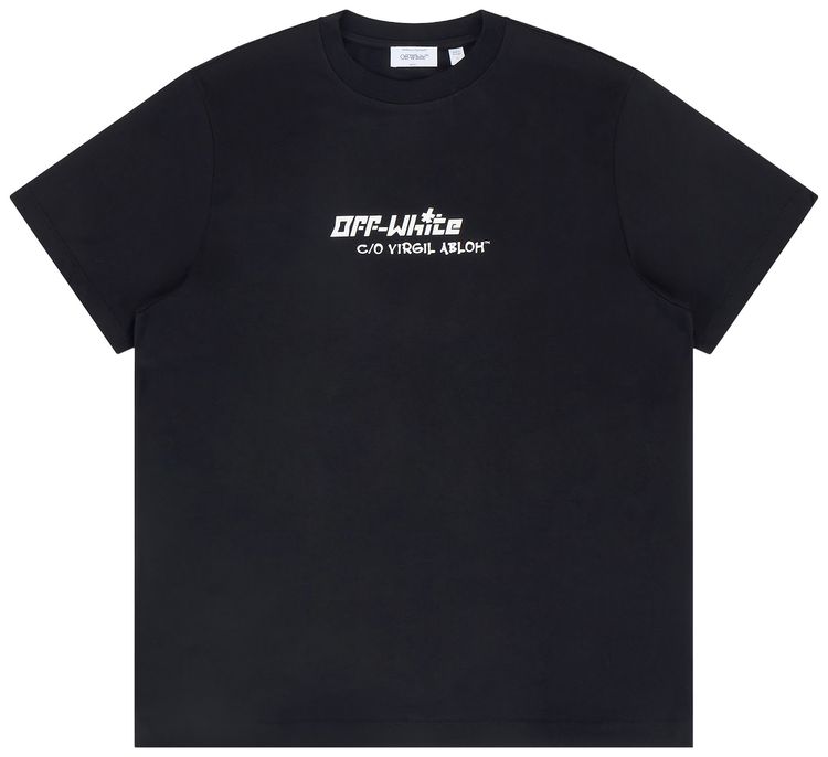 Off White Cryst Croco Slim Fit Tee Black