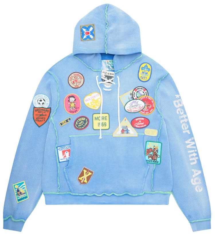 Better With Age Gentlemens Waffle Hoodie Blue