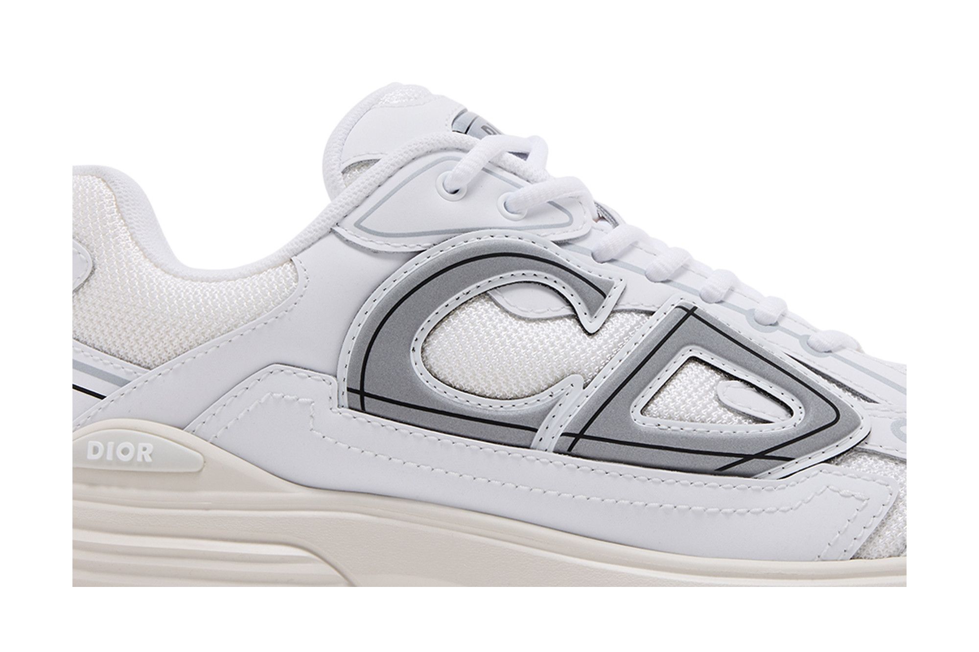 Dior ホワイト Christian Dior White Nylon Calfskin Leather D-Sketch Sneaker Size