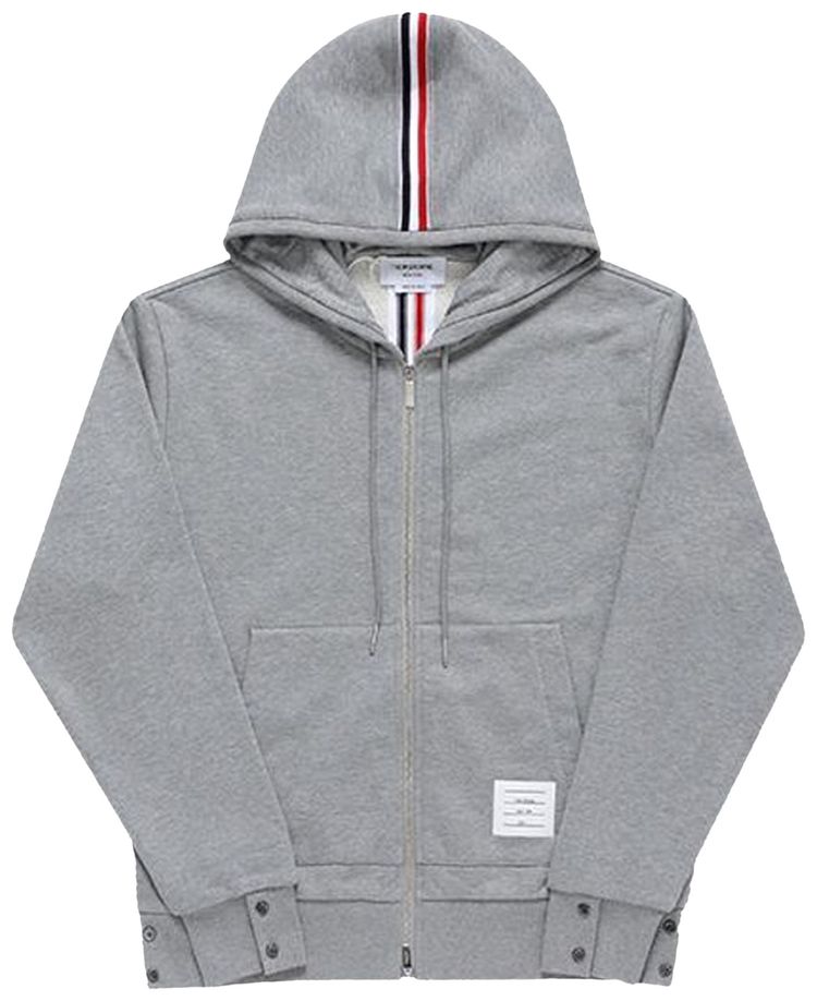 Thom Browne RWB Zip Up Pullover In Classic Loopback Light Grey