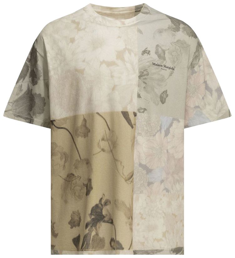 Maison Margiela Floral Print T Shirt Beige Flowers