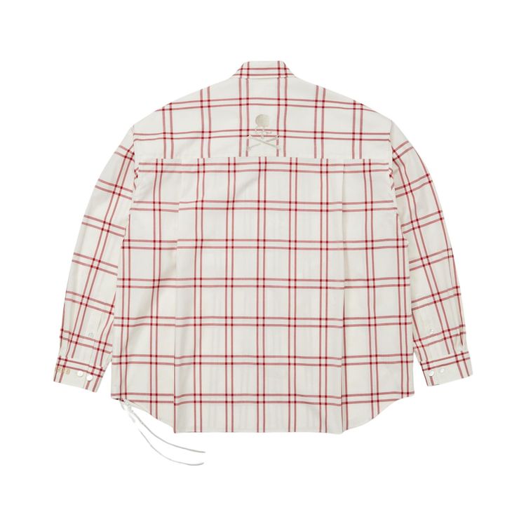 Mastermind Japan Loose Fit Plaid Long Sleeve Shirt WhiteRed