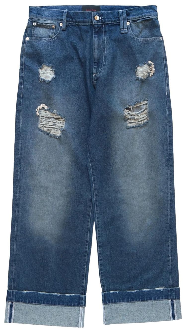 Simone Rocha Distressed Straight Leg Jeans Blue