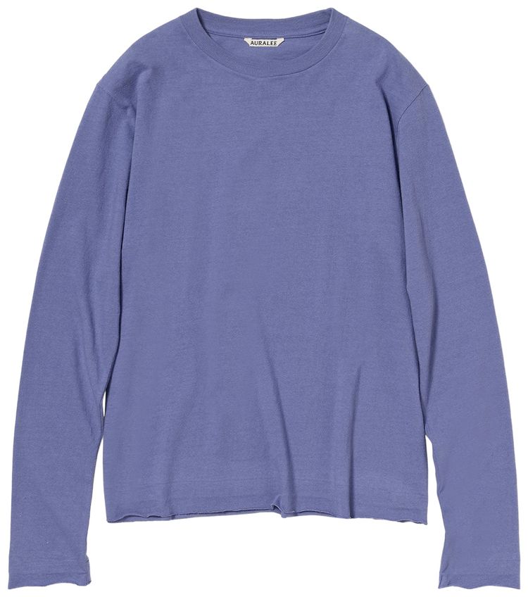 Auralee Brushed Organic Cotton Jersey Long Sleeve Tee Light Purple