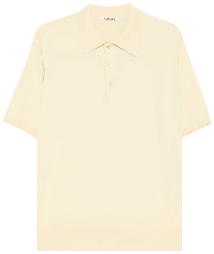 Auralee Giza High Gauge Knit Polo YellowBeige
