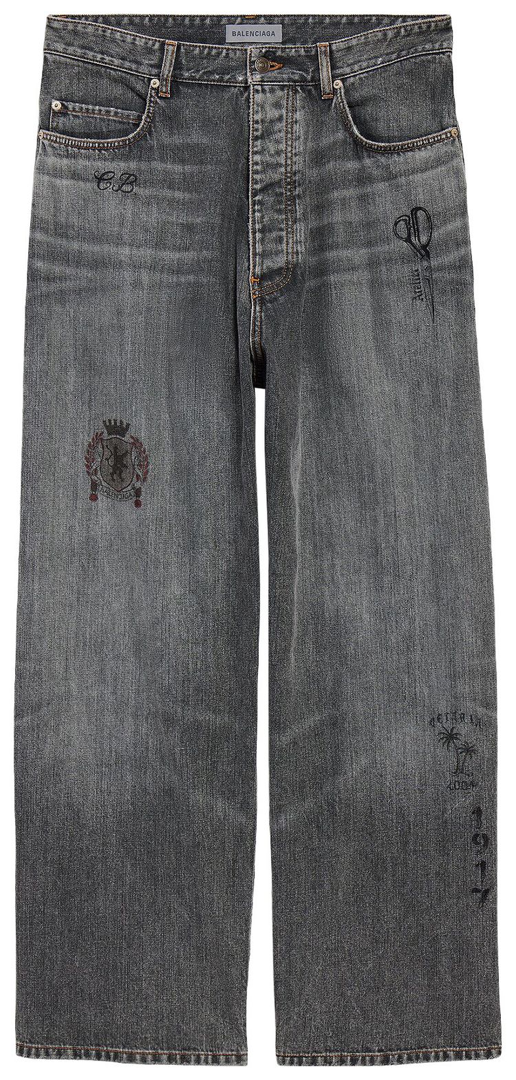 Balenciaga Tattoo Baggy Pants Dark Grey