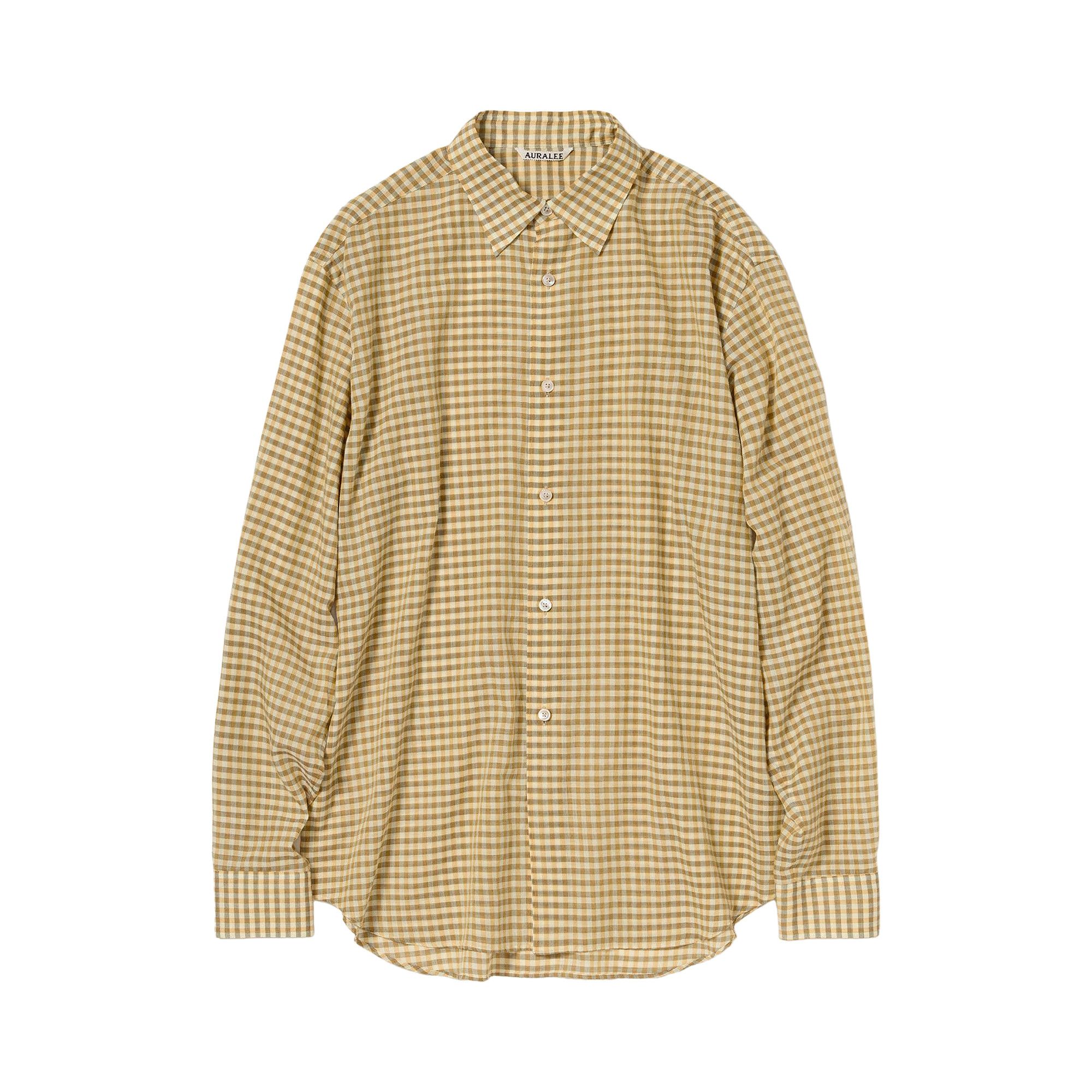 Buy Auralee Airy Light Cotton Check Shirt 'Mustard Gingham Check